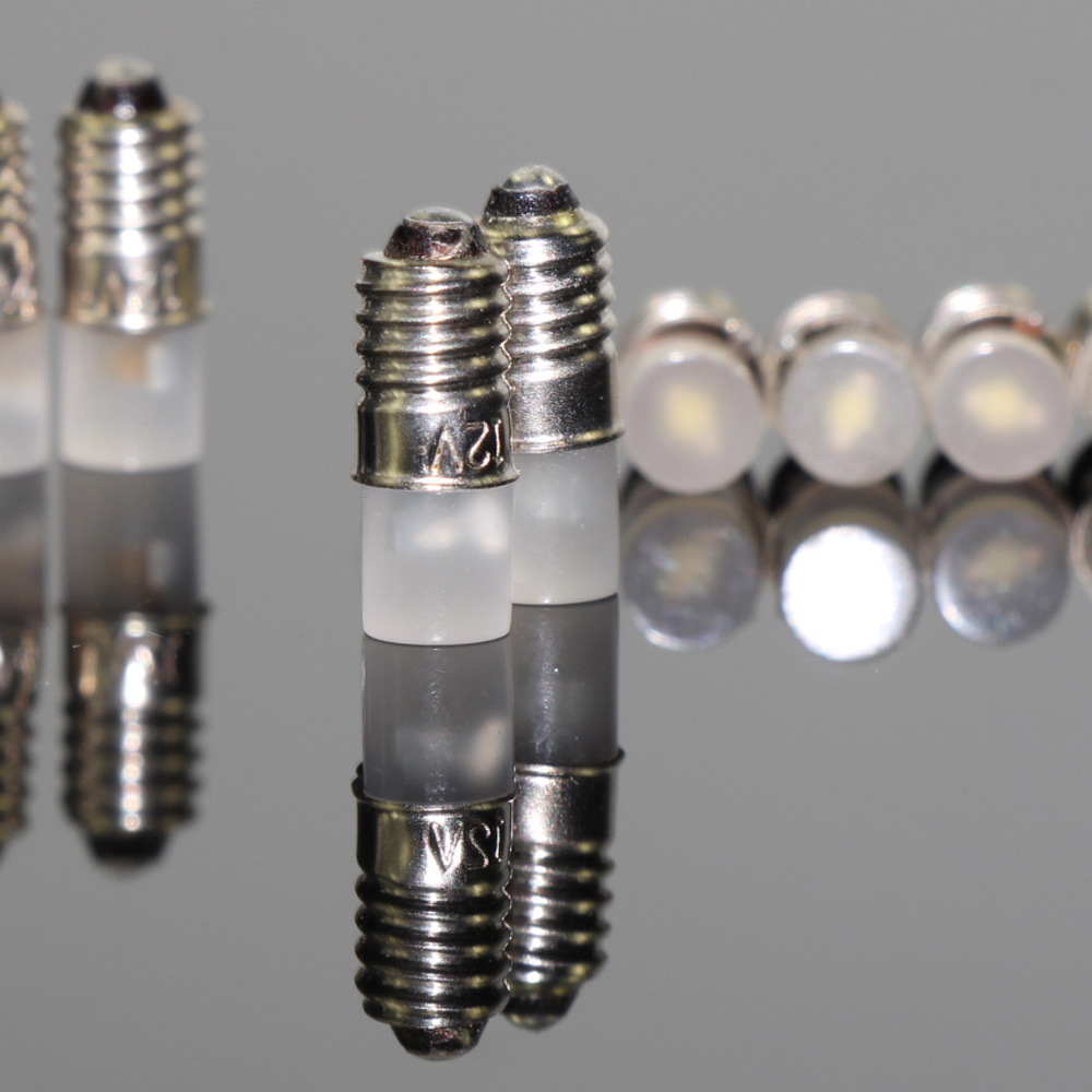 10pcs White Led Screw Bulb E5 E5 5 12v 14v Spur H0 Tt N Scale New Ebay