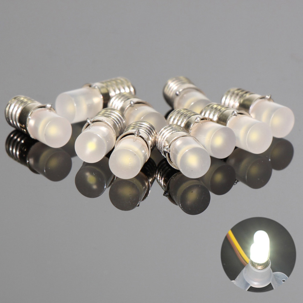 10pcs White Led Screw Bulb E5 E5 5 16v 19v Spur H0 Tt N Scale New Ebay