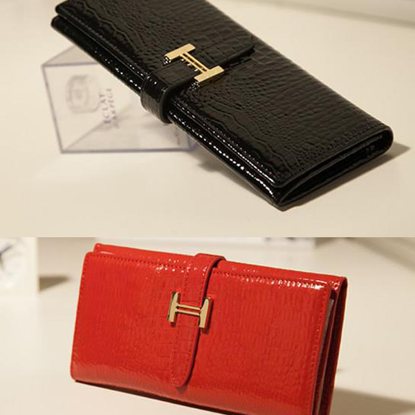 Italy crocodile pattern long leather women clutch wallet handbags ladies purse | eBay