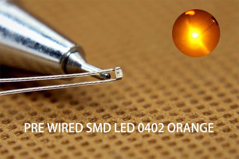 T0603OR 20pcs Pre-soldered micro litz wired leads ORANGE SMD Led 0603 NEW