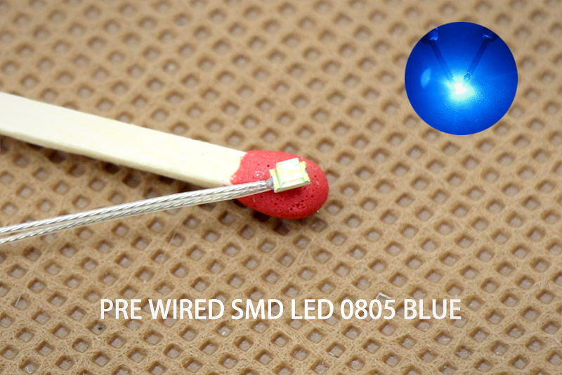 20pcs Pre-soldered micro litz wired leads BLUE Flash 0805 SMD Led TF0805B