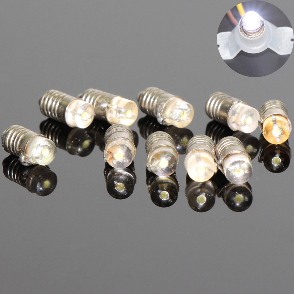 10pcs Bright White Led Screw Bulb E5 E5 5 12v 14v Ho Tt N Scale Ebay