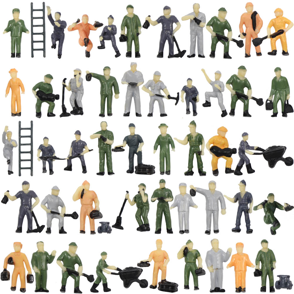 50pcs Model Railway 1:87 Well Painted Figure Workers HO Scale