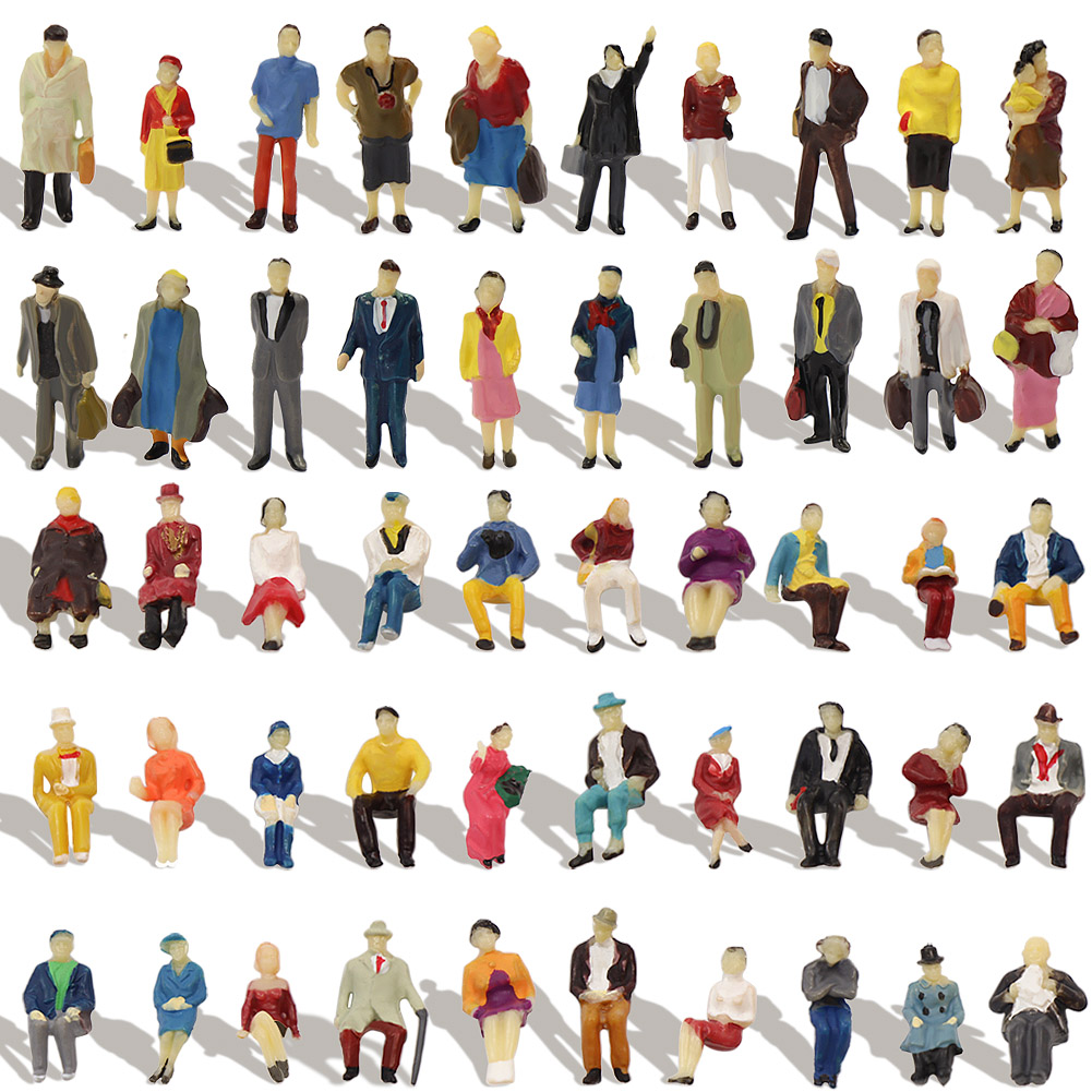 100pcs HO Scale Seated Standing People 1:87 Figures Passenger Model ...