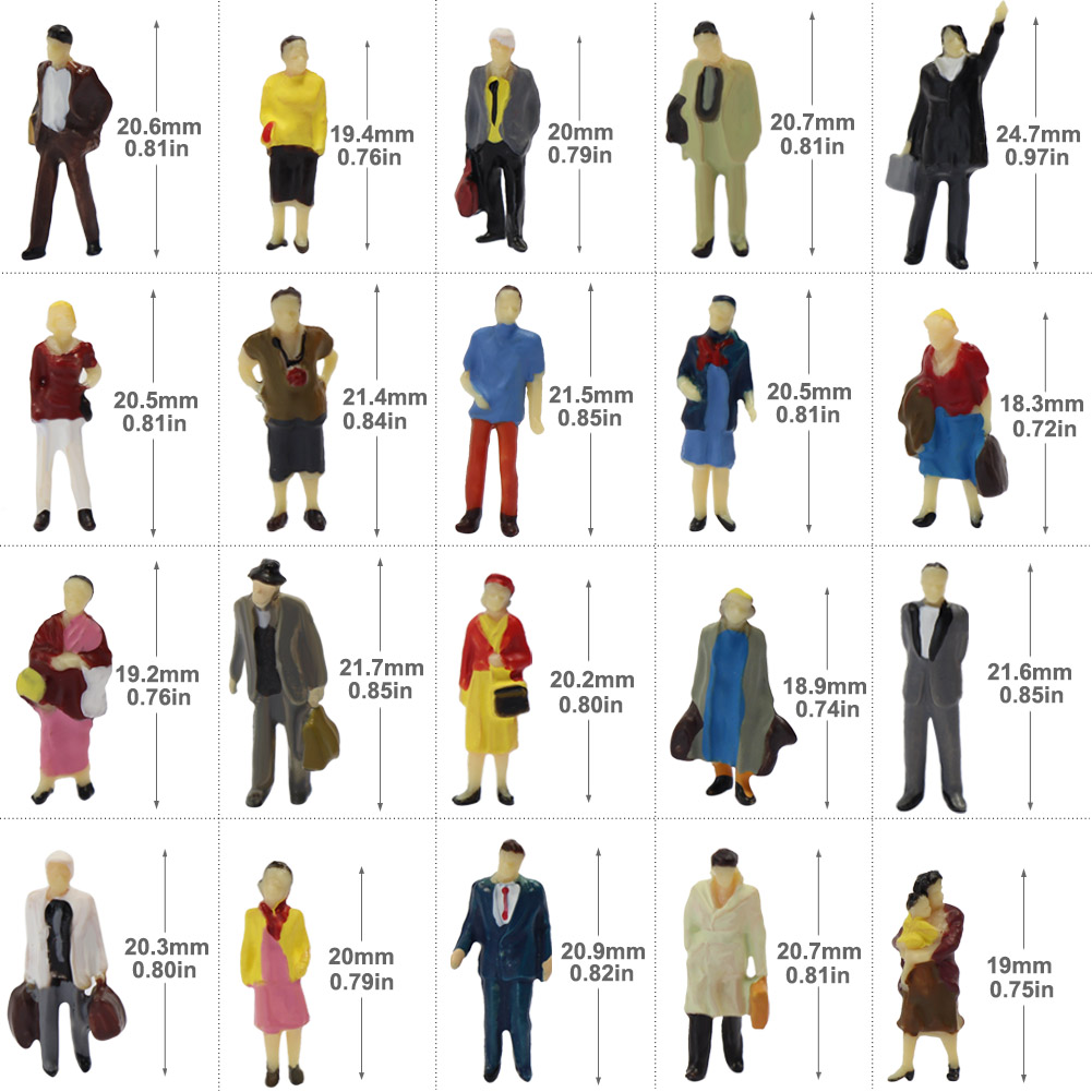 100pcs Ho Scale Seated Standing People 1:87 Figures Passenger Model 