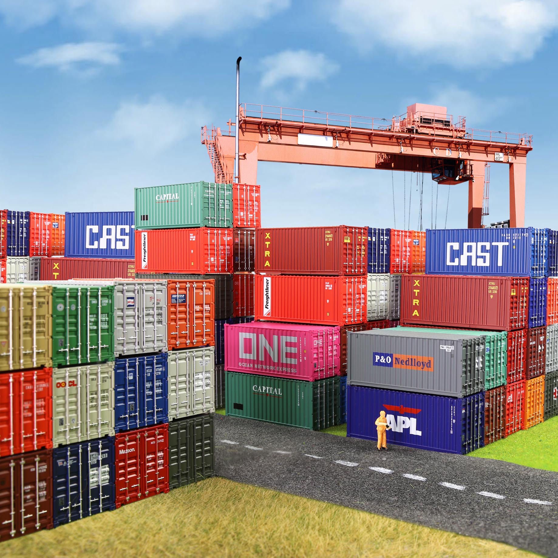 Lot De Caisses De Fret HO 1/87 – Décor Quai Maritime – Modèles Pré-peints, Neufs