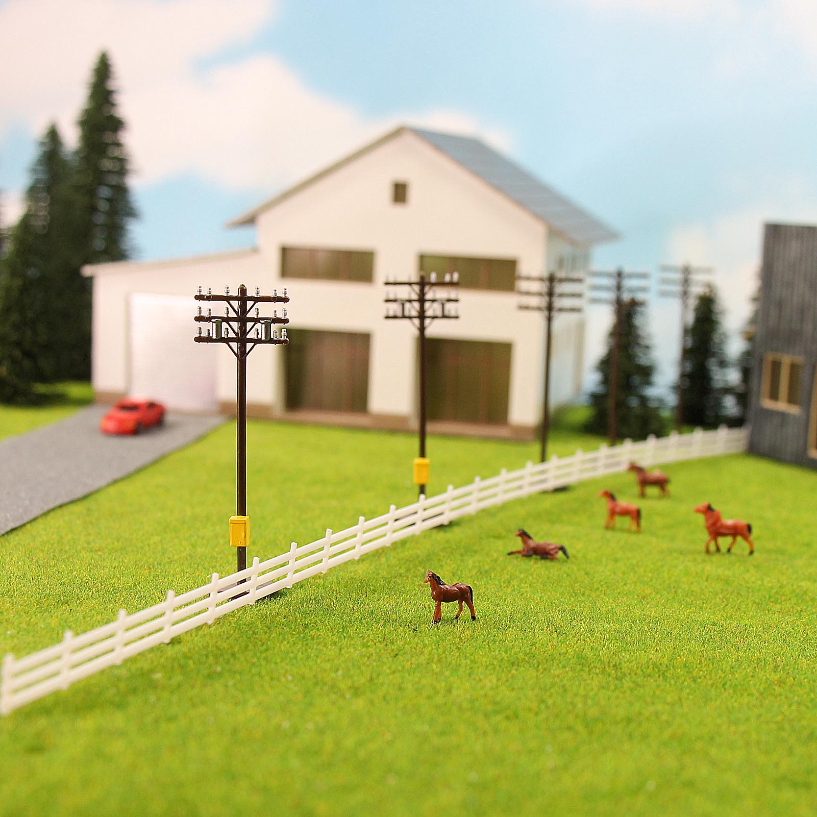 N Scale Telegraph Poles (24-Pack) - 1:150 Scale Model Railway Power Lines By Evemodel